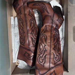 Dan Post Brown Embroidered Heeled cowgirl Boots
